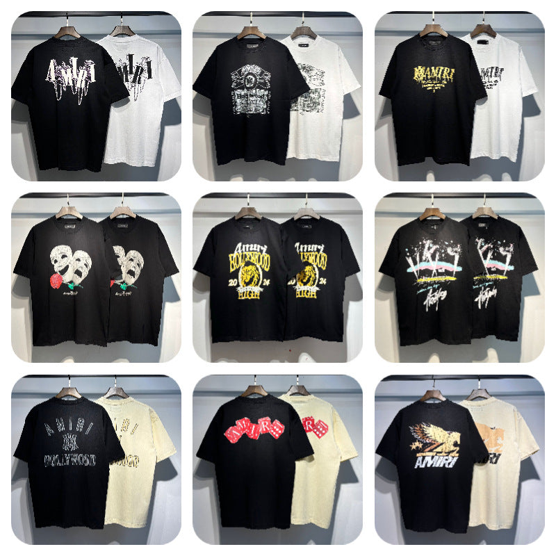 Casual and versatile summer loose round neck printed T-shirt