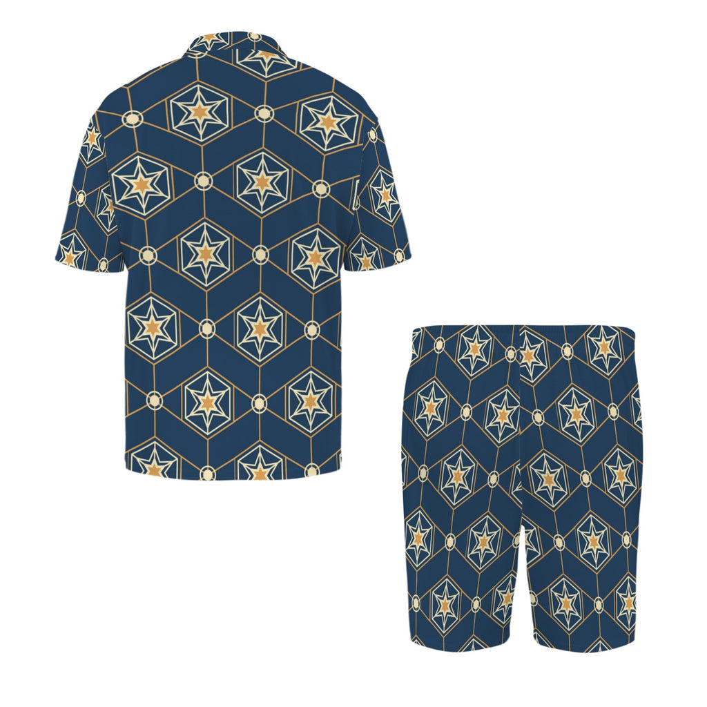 Men's V-Neck Short Pajama Set (Made in USA，Ships to USA Only)