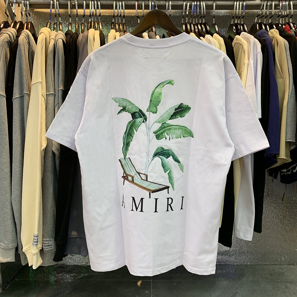 AM1R1 ICON Peace Dove Letter Print Crew Neck Loose Short Sleeve T-Shirt for Men and Women Couples