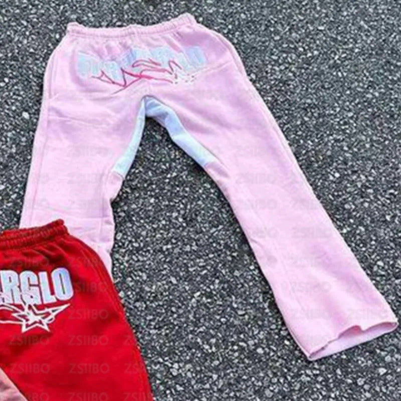 Casual Daily Long Pants with Letter and Star Print Splicing for Men and Women