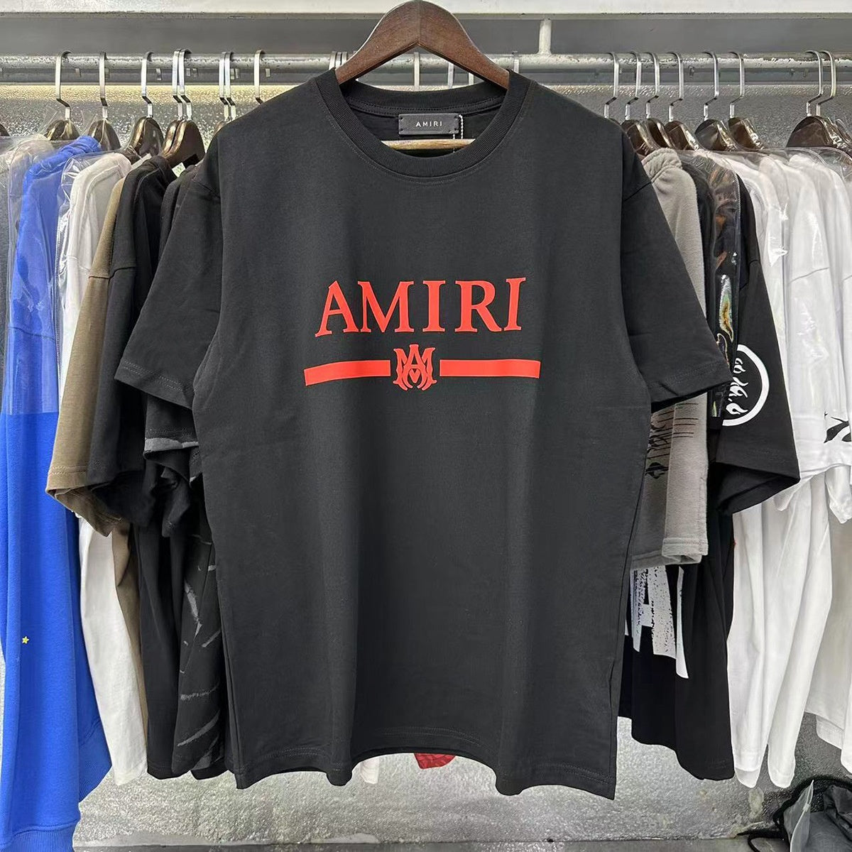 AM1R1 ICON Peace Dove Letter Print Crew Neck Loose Short Sleeve T-Shirt for Men and Women Couples