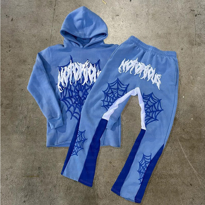 Spider Web Print Hoodie for Men and Women Casual Daily Sweatshirt and Long Pants