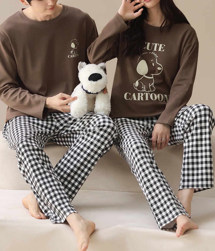 Couple's sleepwear long sleeved set home clothes