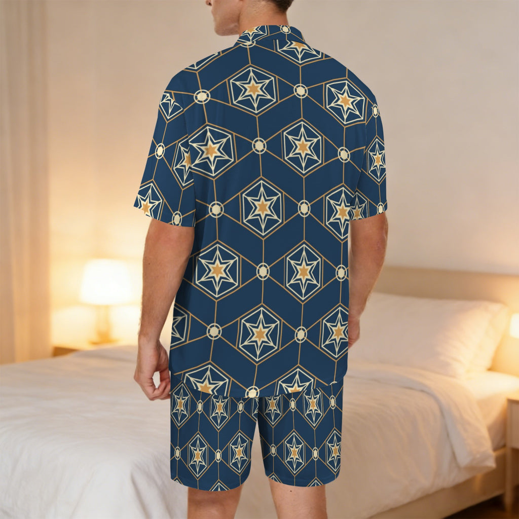 Men's V-Neck Short Pajama Set (Made in USA，Ships to USA Only)