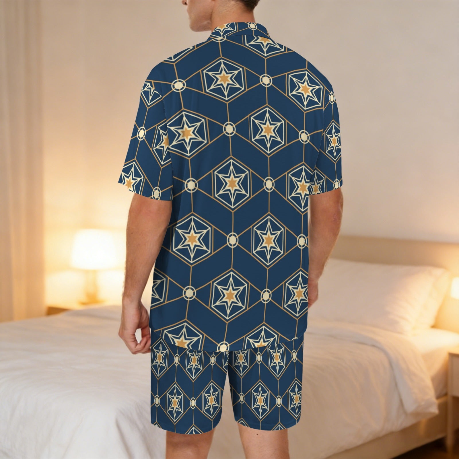Men's V-Neck Short Pajama Set (Made in USA，Ships to USA Only)