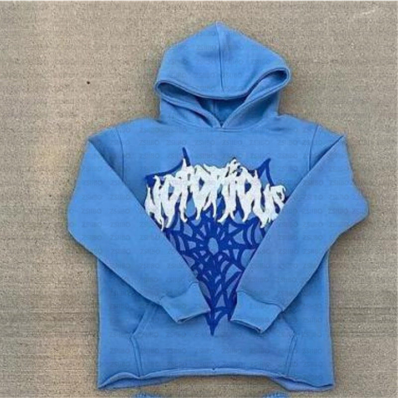 Spider Web Print Hoodie for Men and Women Casual Daily Sweatshirt and Long Pants