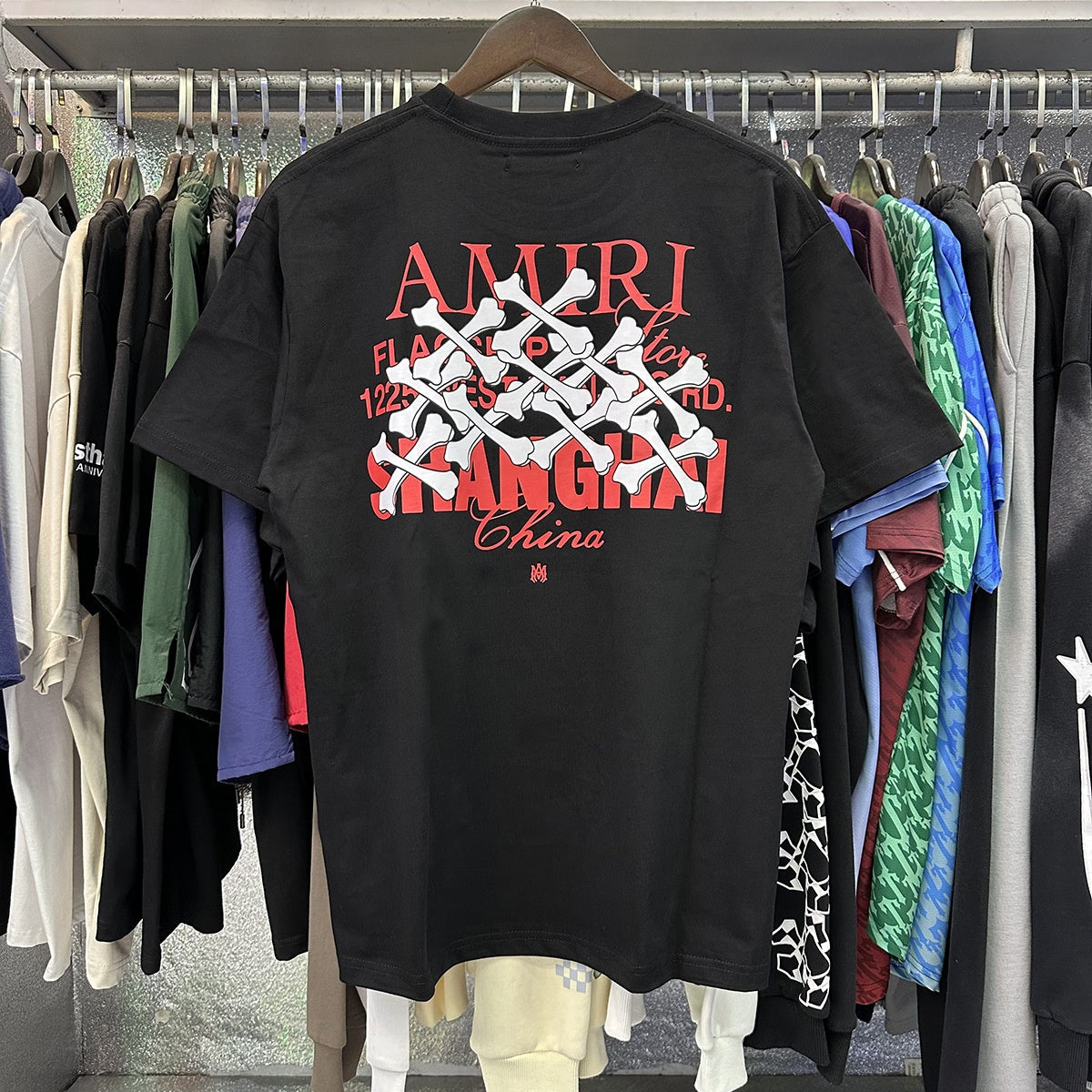 AM1R1 ICON Peace Dove Letter Print Crew Neck Loose Short Sleeve T-Shirt for Men and Women Couples