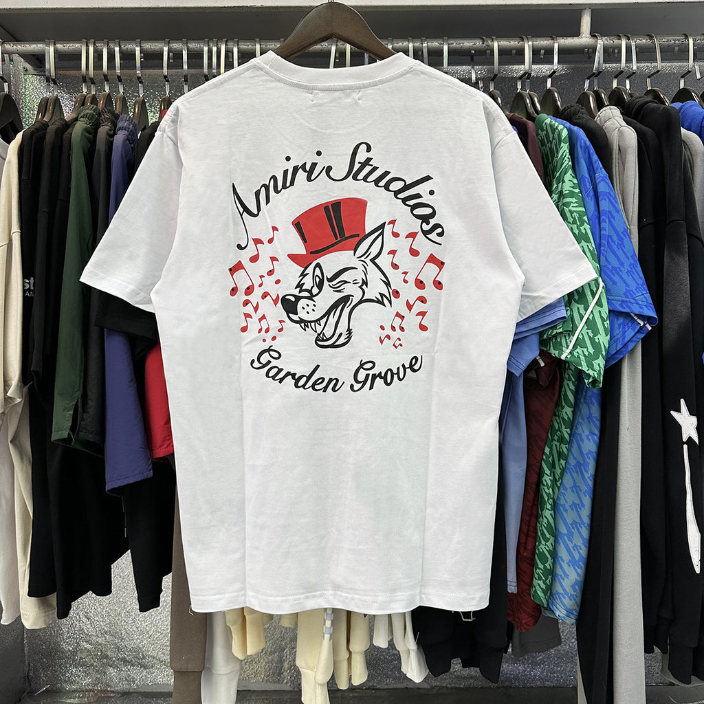 AM1R1 ICON Peace Dove Letter Print Crew Neck Loose Short Sleeve T-Shirt for Men and Women Couples