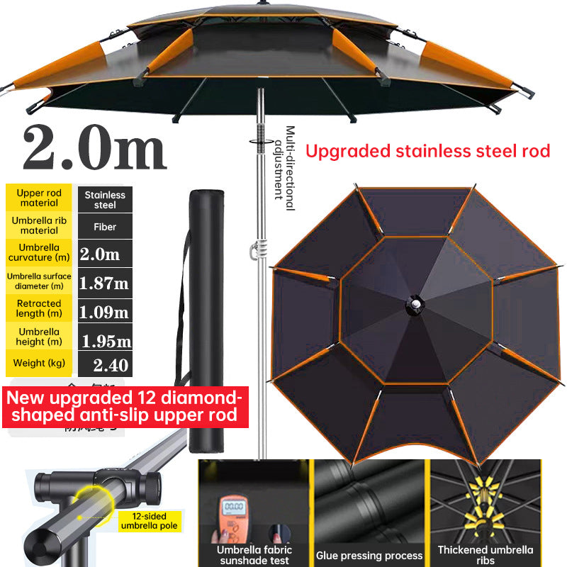 360° adjustable fishing sun umbrella: anti-UV, rainproof, portable large outdoor shade.