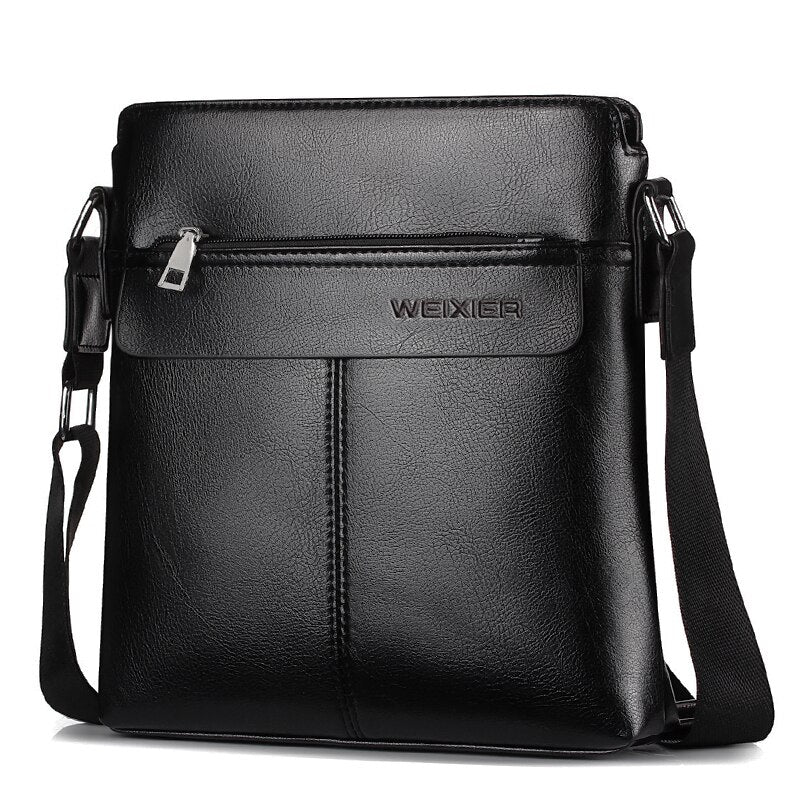 WEIXIER brand men's bag youth messenger bag zipper leather bag Ipad handbag men's shoulder bag
