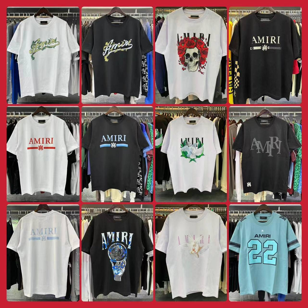 AM1R1 ICON Peace Dove Letter Print Crew Neck Loose Short Sleeve T-Shirt for Men and Women Couples