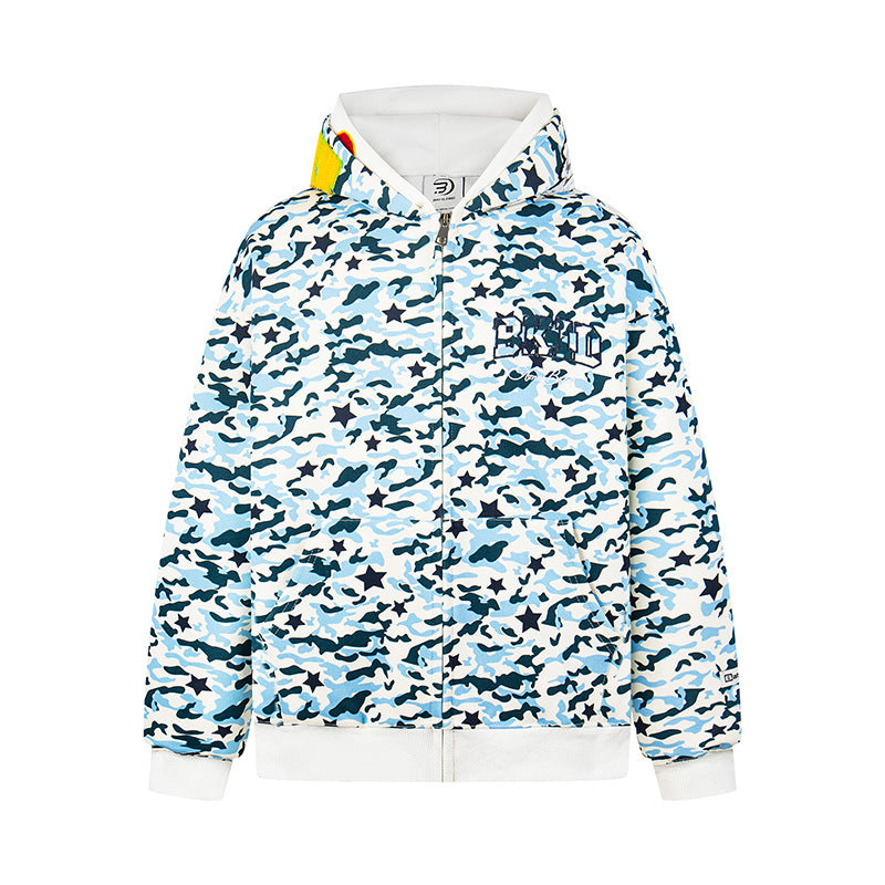 Embroidery Zipper Hoodie Spring Casual Loose Couple Outerwear