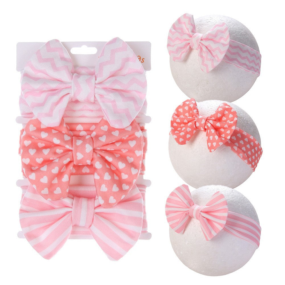Children's Bow Printed Headband Cotton Baby Headband 3-Piece Set Newborn Hair Accessories