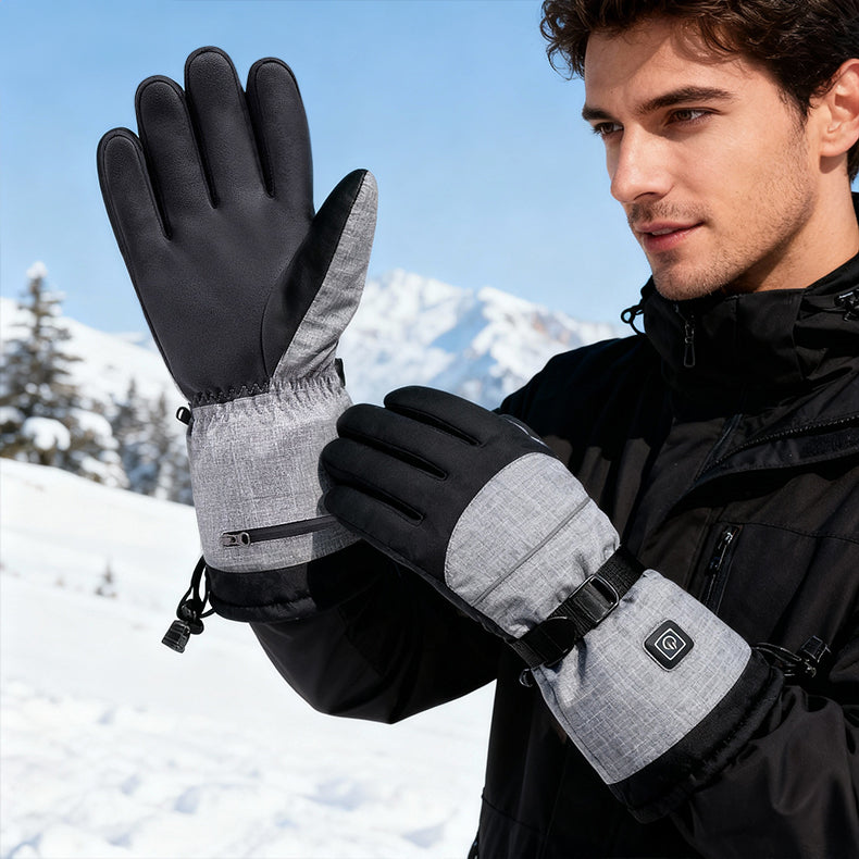 Electric Heated Gloves - Waterproof Winter Warm Rechargeable Gloves for Ski, Snowmobile and Outdoor Activities