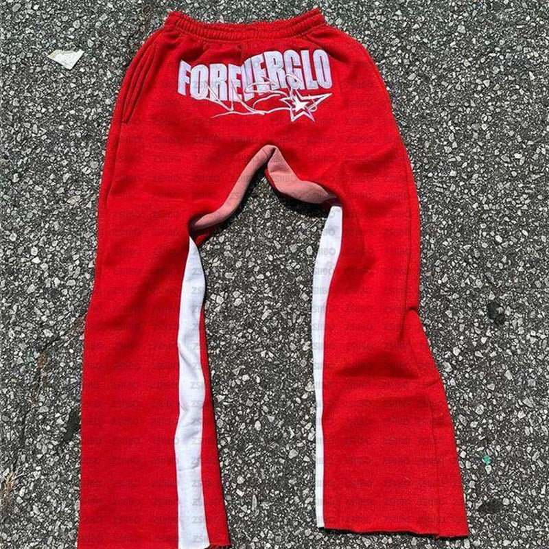 Casual Daily Long Pants with Letter and Star Print Splicing for Men and Women