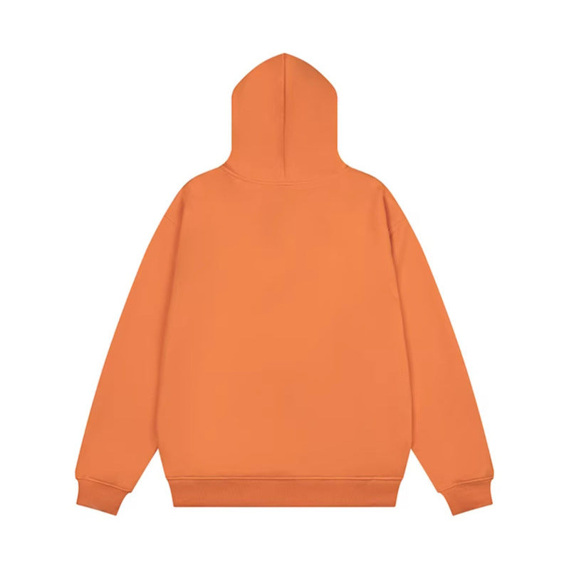 Embroidery Hooded Zip-Up Sweatshirt Unisex Loose Versatile Fleece Lined Jacket Trendy