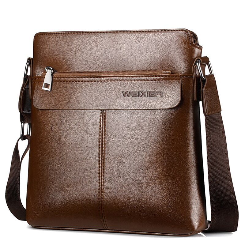 WEIXIER brand men's bag youth messenger bag zipper leather bag Ipad handbag men's shoulder bag