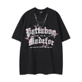 Streetwear Bubble Letter Print Loose Short Sleeve T-Shirt for Men and Women Summer Casual Couple Top