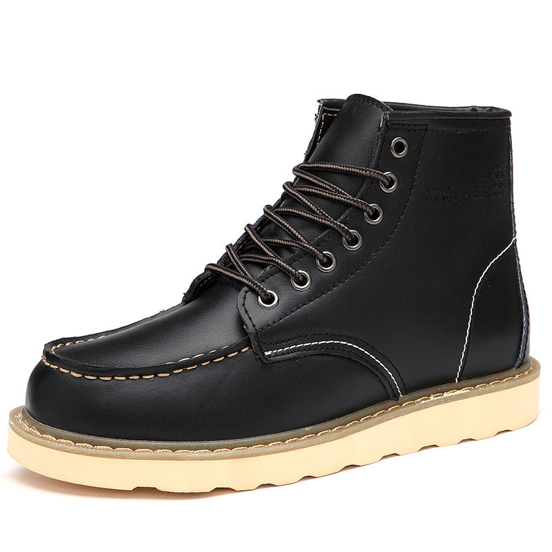 British casual high top genuine leather work boots big toe leather shoes