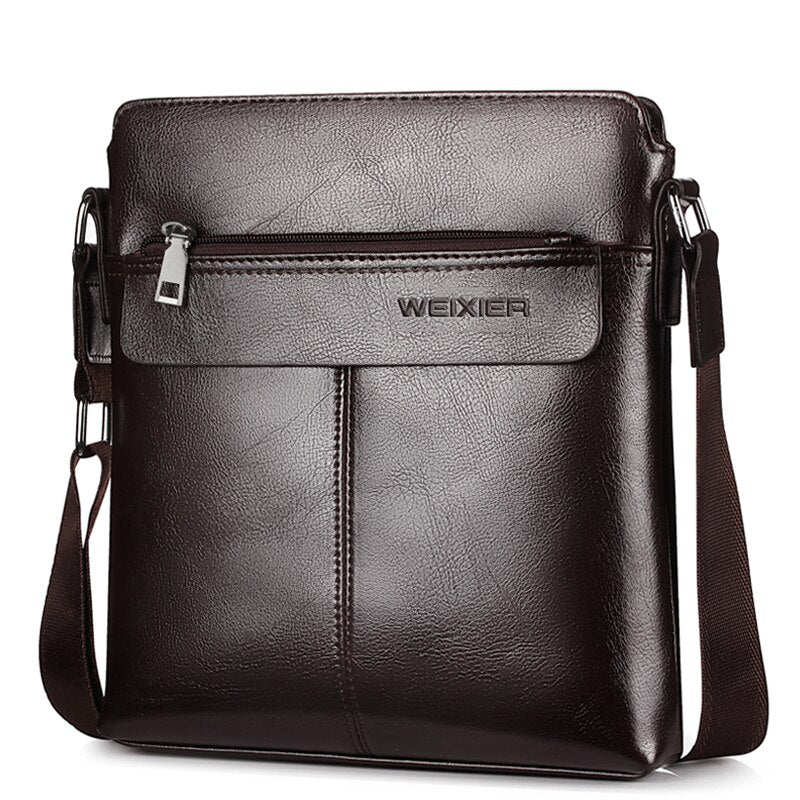 WEIXIER brand men's bag youth messenger bag zipper leather bag Ipad handbag men's shoulder bag