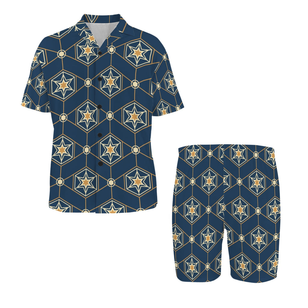 Men's V-Neck Short Pajama Set (Made in USA，Ships to USA Only)