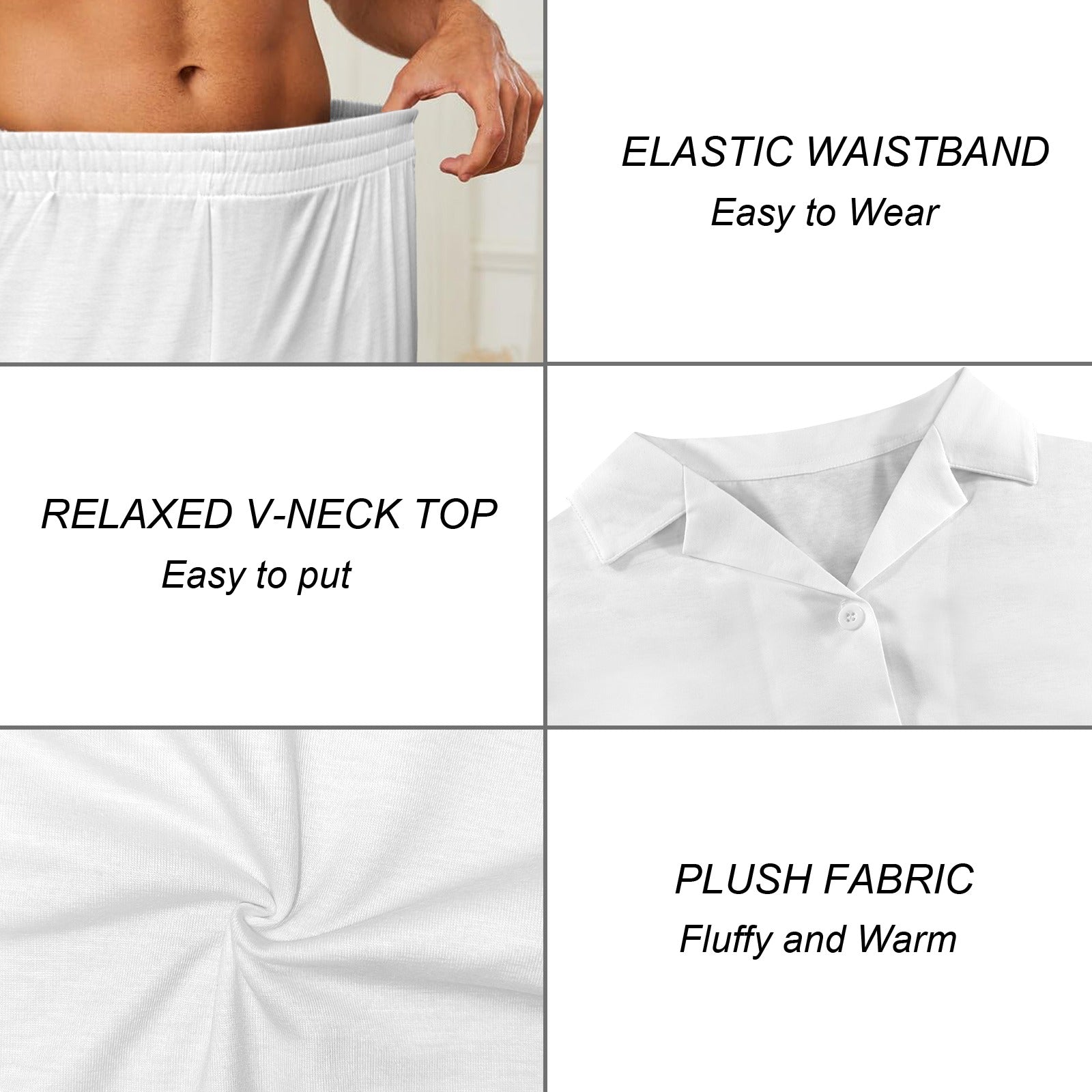 Men's V-Neck Short Pajama Set (Made in USA，Ships to USA Only)