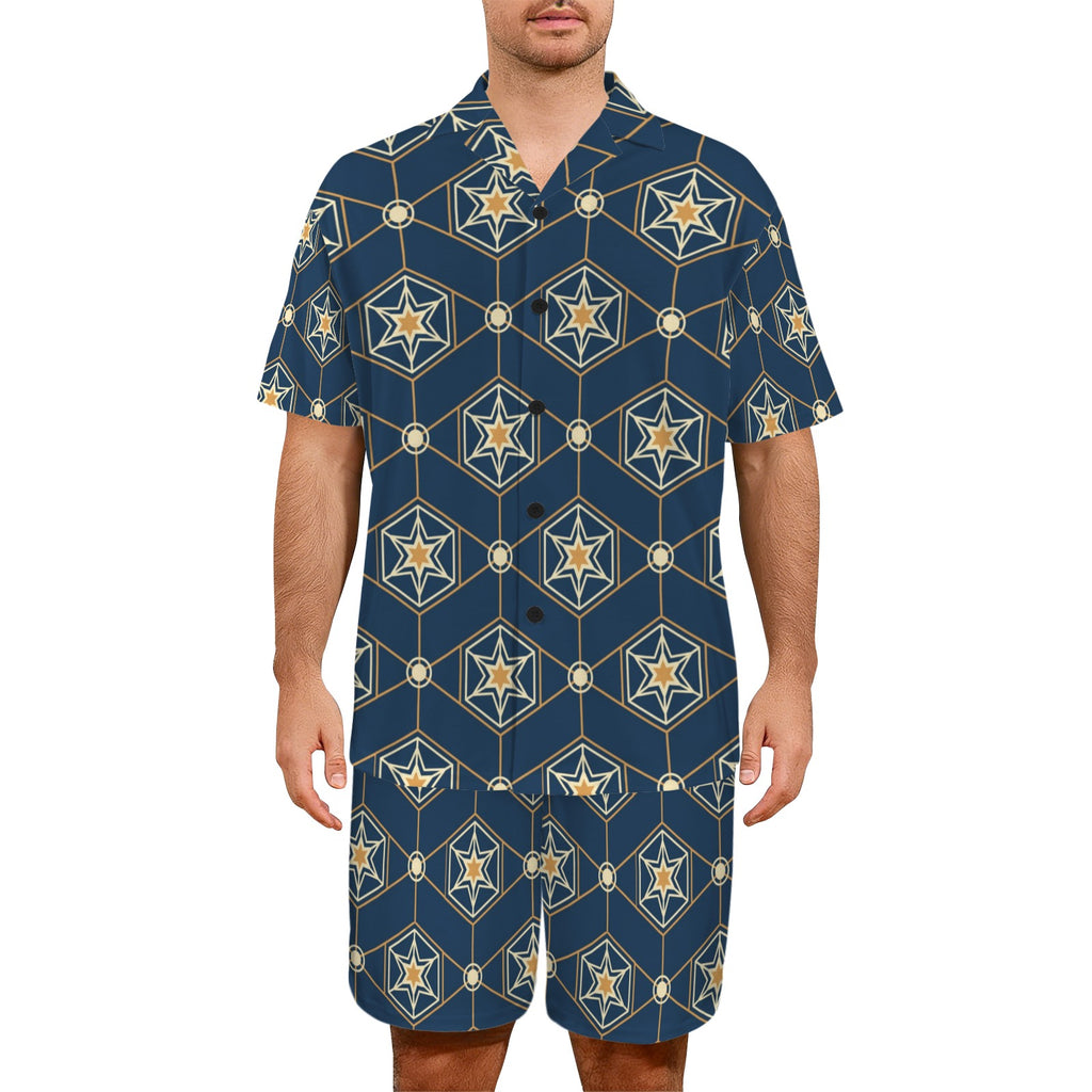 Men's V-Neck Short Pajama Set (Made in USA，Ships to USA Only)