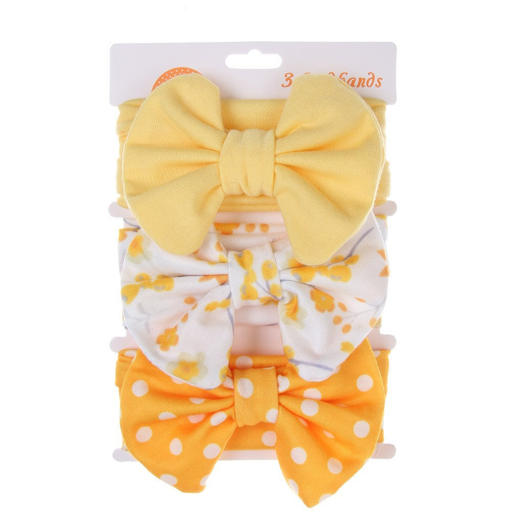 Children's Bow Printed Headband Cotton Baby Headband 3-Piece Set Newborn Hair Accessories