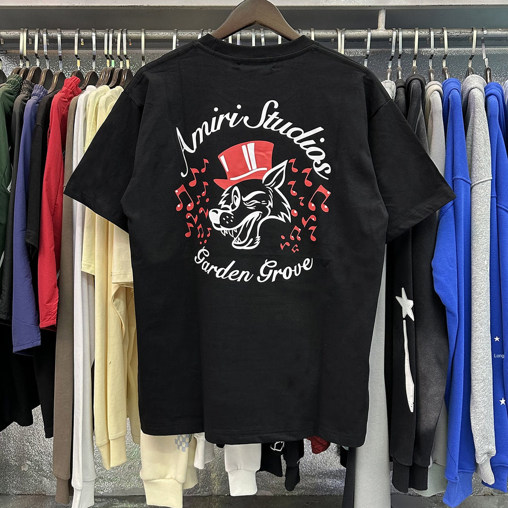 AM1R1 ICON Peace Dove Letter Print Crew Neck Loose Short Sleeve T-Shirt for Men and Women Couples