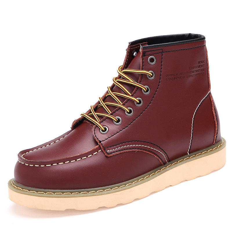 British casual high top genuine leather work boots big toe leather shoes