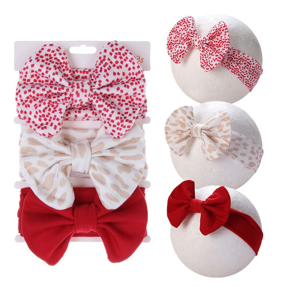 Children's Bow Printed Headband Cotton Baby Headband 3-Piece Set Newborn Hair Accessories