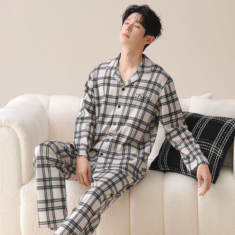 Plaid lace couple home suit set